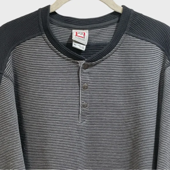 Avalanche 3 Snap Front Gray Blue Striped Thermal Long Sleeve Shirt Siz… - Picture 5 of 9